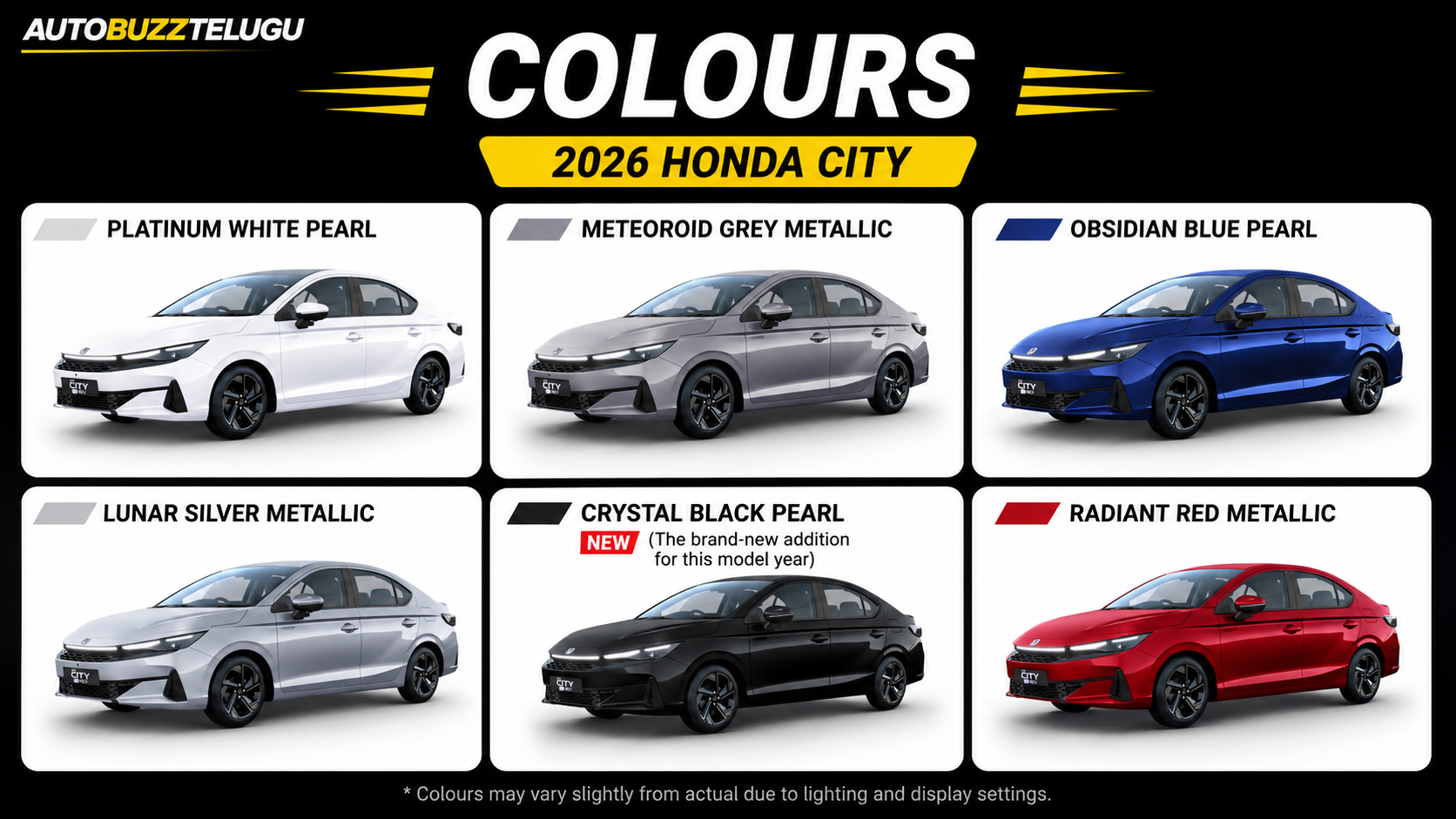 Honda City 2026 available colours
