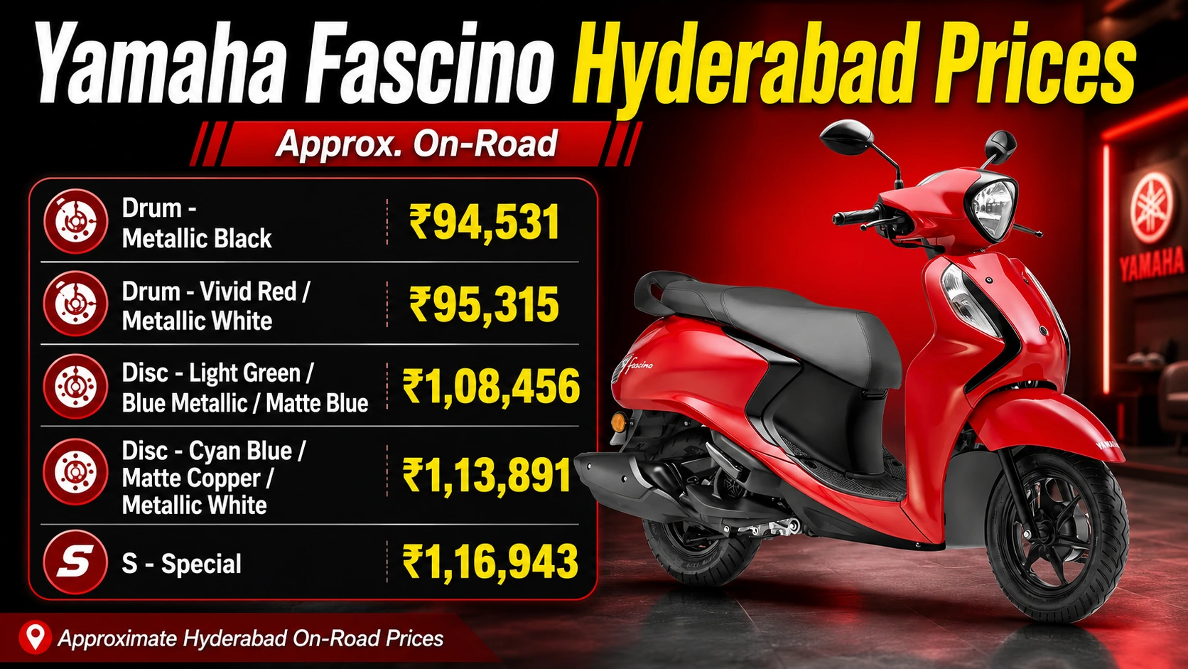 Yamaha Fascino 125 price details